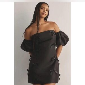 Hutch Black Strapless Dress with Bow Accents